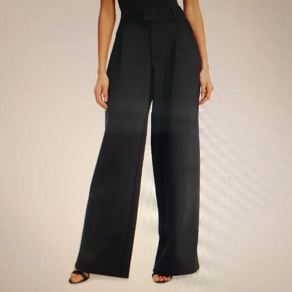 NWT Good American Black "Scuba Knit" Wide Leg Trousers Size 10/30 Style# GKB0006 - Picture 10 of 12